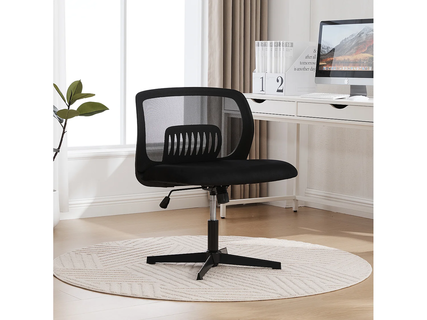 Draaibare bureaustoel - Draaifauteuil met schommelfunctie en hoogteverstelling - zwart fluweel