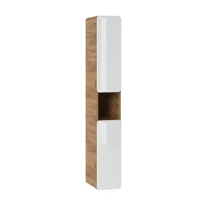 Colonne salle de bain ERBANO – Licht eiken en hoogglans wit – 25×170 cm – 3 deuren – Om op te hangen Colonne salle de bain ERBANO – Licht eiken en hoogglans wit – 25×170 cm – 3 deuren – Om op te hangen