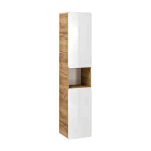 Colonne salle de bain ERBANO – Licht eiken en hoogglans wit – 35×170 cm – 2 deuren – Om op te hangen Colonne salle de bain ERBANO – Licht eiken en hoogglans wit – 35×170 cm – 2 deuren – Om op te hangen