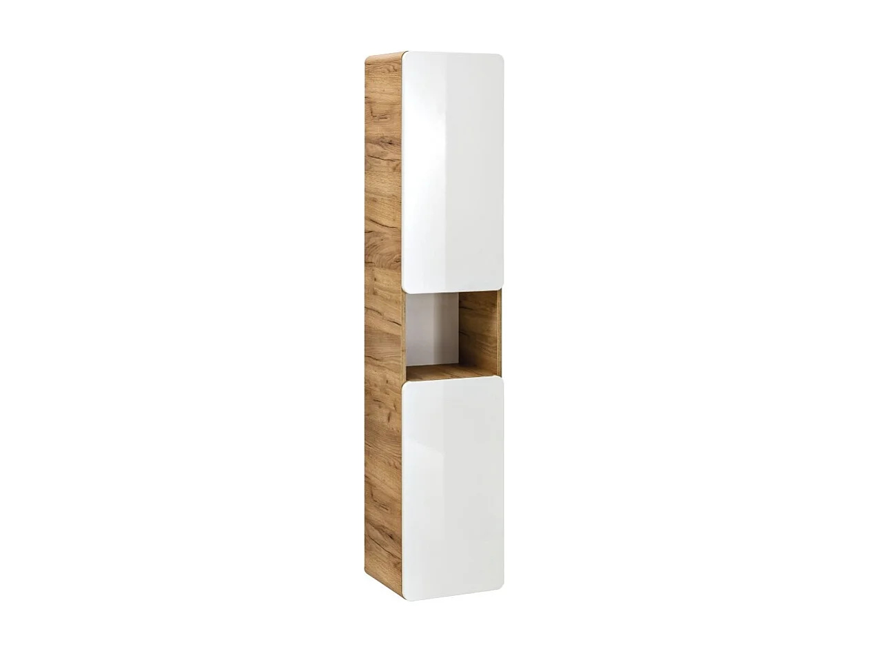 Colonne salle de bain ERBANO – Licht eiken en hoogglans wit – 35x170 cm – 2 deuren – Om op te hangen