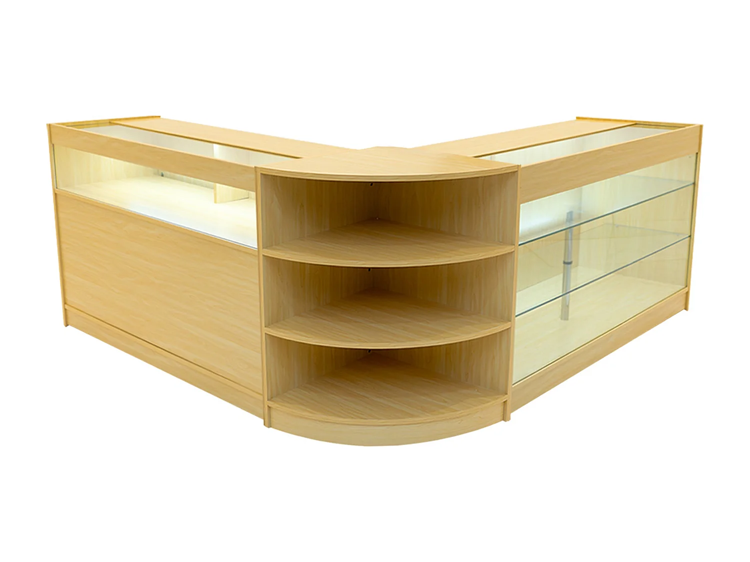 Demeter LED Winkel Toonbank Set K1500, B1500 & LM60 - Esdoorn