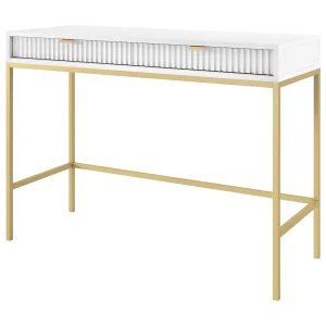 Console 2 laden met gouden metalen poten 104×78 cm Console 2 laden met gouden metalen poten 104×78 cm