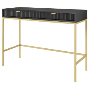 Console 2 laden met gouden metalen poten 104×78 cm Console 2 laden met gouden metalen poten 104×78 cm