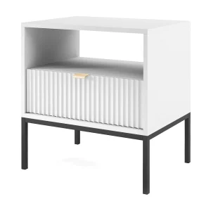 Chevet tafel 1 lade met metalen pieds zwart 54×56 cm Chevet tafel 1 lade met metalen pieds zwart 54×56 cm