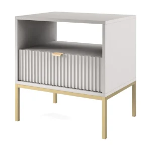 Chevet tafel 1 lade met metalen pieds zwart 54×56 cm Chevet tafel 1 lade met metalen pieds zwart 54×56 cm