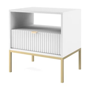 Chevet tafel 1 lade met metalen pieds zwart 54×56 cm Chevet tafel 1 lade met metalen pieds zwart 54×56 cm