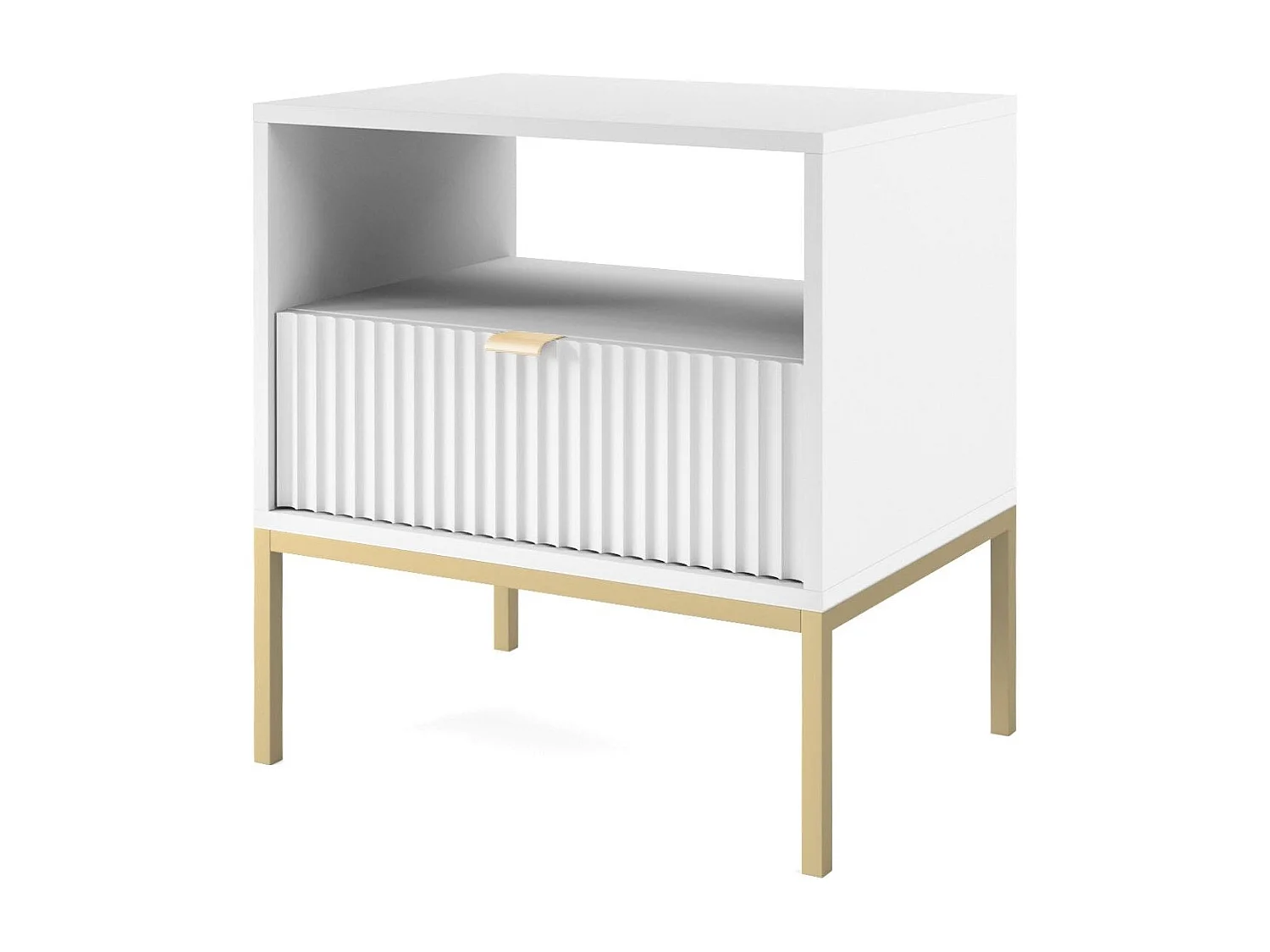 Chevet tafel 1 lade met metalen pieds zwart 54x56 cm
