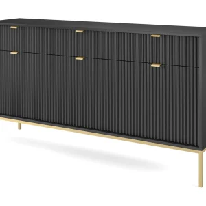 Buffetkast 3 deuren, 3 laden met gouden metalen bladen, 154×83 cm Buffetkast 3 deuren, 3 laden met gouden metalen bladen, 154×83 cm