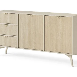 Buffetkast in hout gelaagd 2 deuren en 3 laden, 158×80 cm