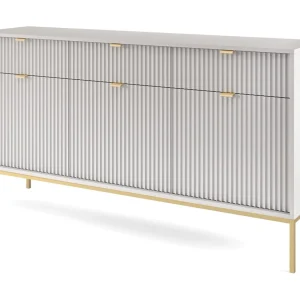Buffetkast 3 deuren, 3 laden met gouden metalen bladen, 154×83 cm Buffetkast 3 deuren, 3 laden met gouden metalen bladen, 154×83 cm