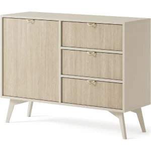 Buffetkast 1 deur en 3 laden in lamellenhout 106×80 cm