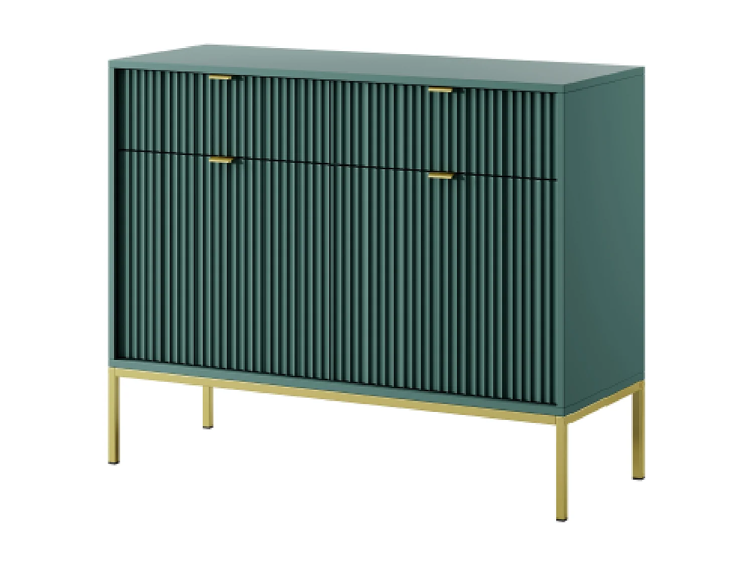 Buffetkast 2 deuren, 2 laden met gouden metalen vlakken, 104x83 cm