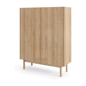 Buffet 2 deuren en houten lamellen 97×122 cm