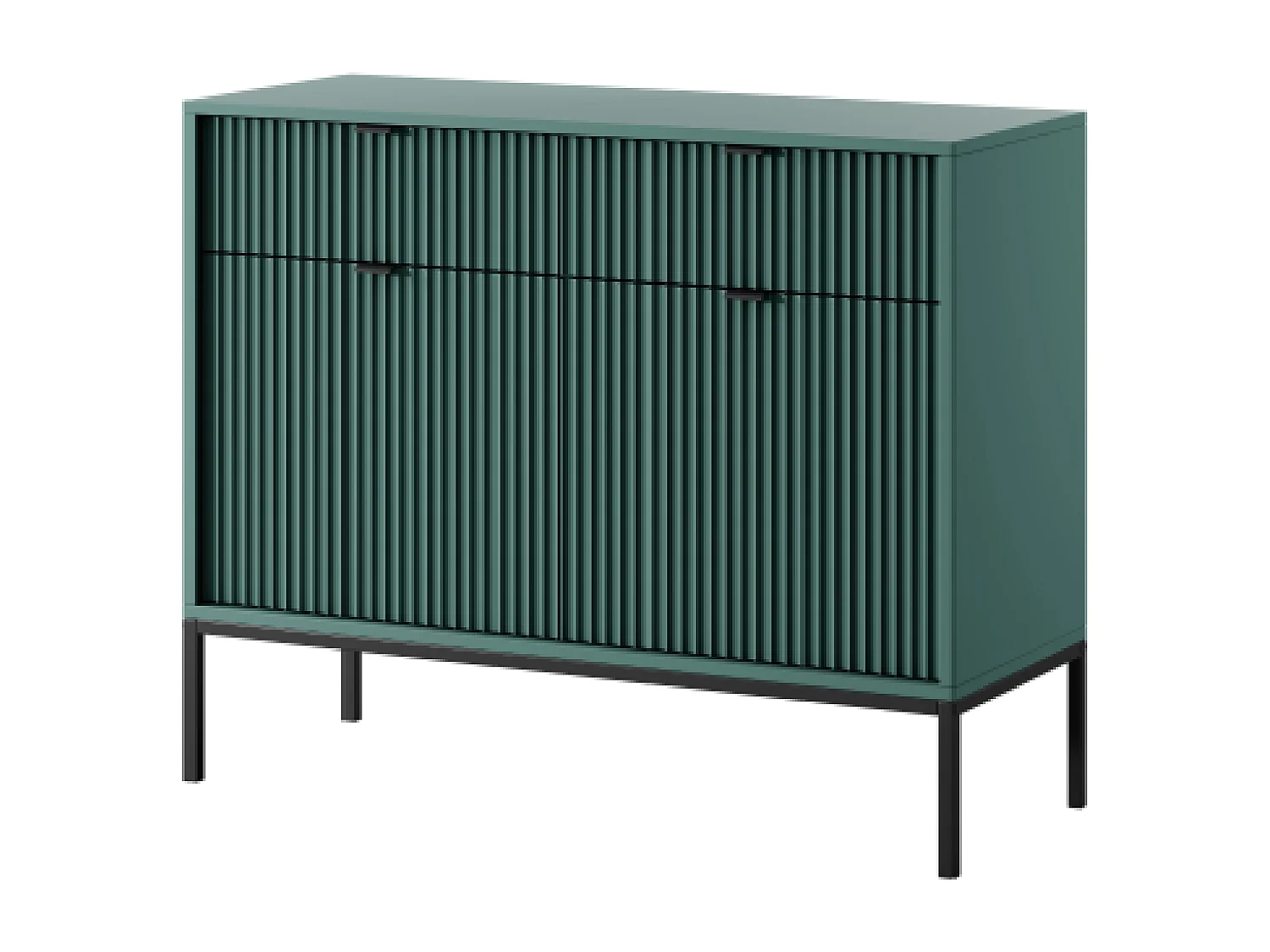 Buffetkast 2 deuren, 2 laden met zwarte metalen bladen, 104x83 cm