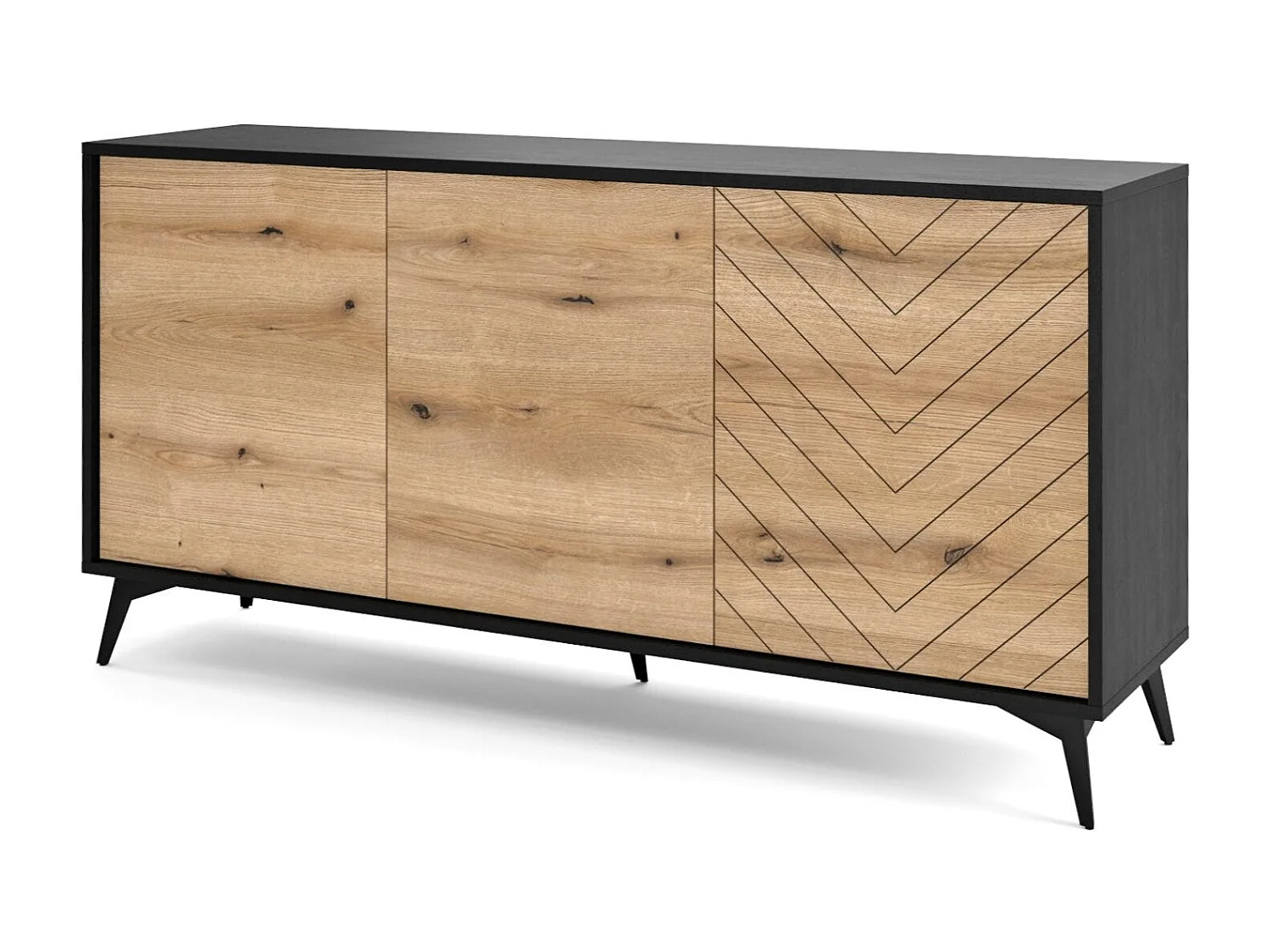 Buffet 3 deuren in hout lamellen 154x77 cm