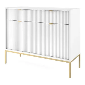 Buffetkast 2 deuren, 2 laden met gouden metalen vlakken, 104×83 cm Buffetkast 2 deuren, 2 laden met gouden metalen vlakken, 104×83 cm