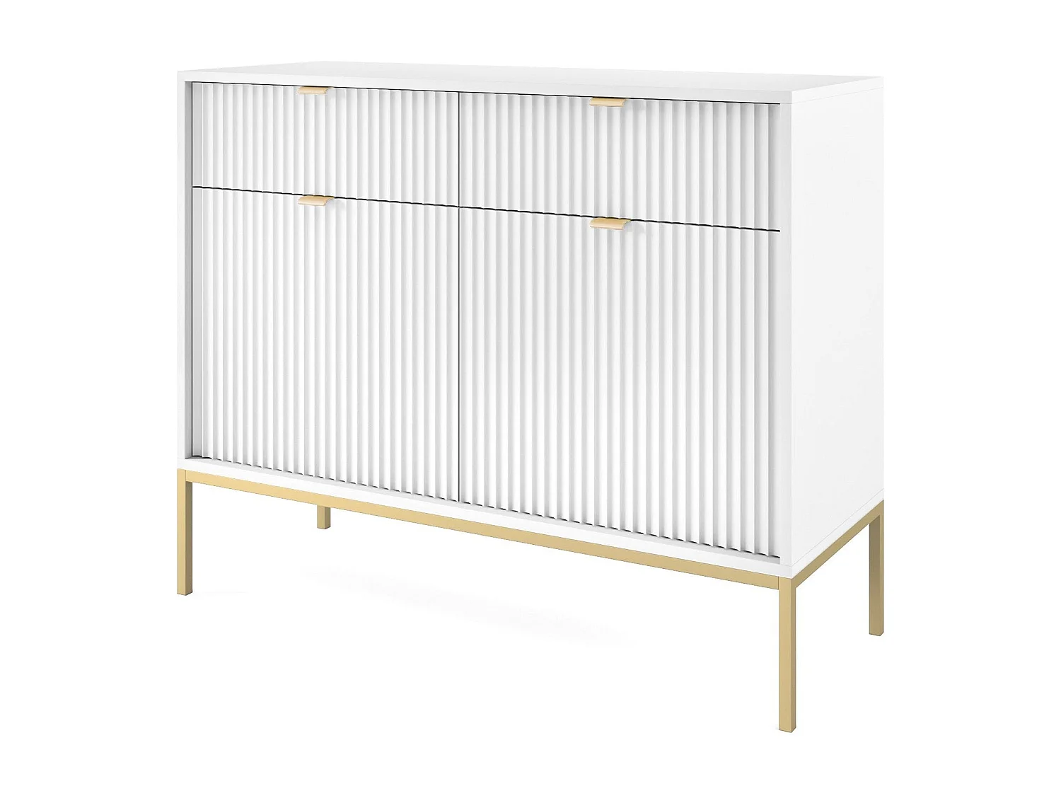 Buffetkast 2 deuren, 2 laden met gouden metalen vlakken, 104x83 cm