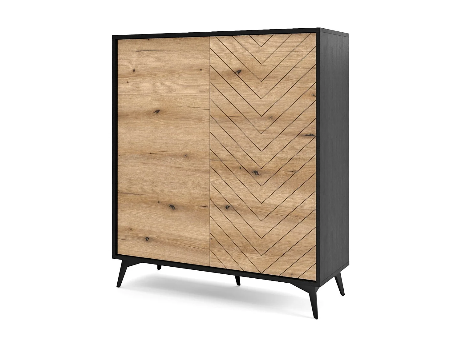 Buffet 2 deuren in hout lamellen 104x119 cm