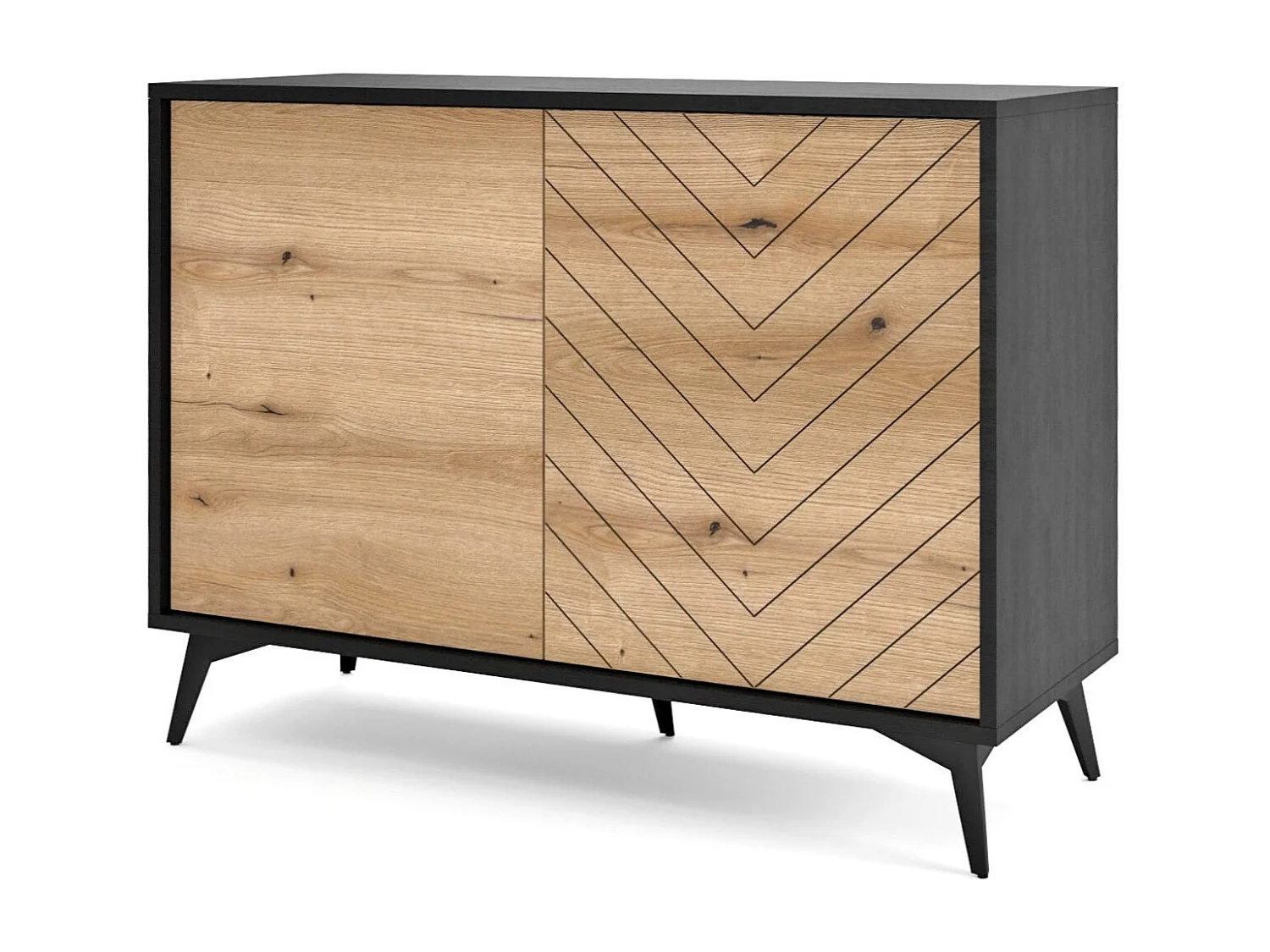Buffet 2 deuren in hout lamellen 104x77 cm