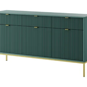 Buffetkast 3 deuren, 3 laden met gouden metalen bladen, 154×83 cm Buffetkast 3 deuren, 3 laden met gouden metalen bladen, 154×83 cm