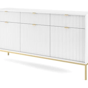 Buffetkast 3 deuren, 3 laden met gouden metalen bladen, 154×83 cm Buffetkast 3 deuren, 3 laden met gouden metalen bladen, 154×83 cm