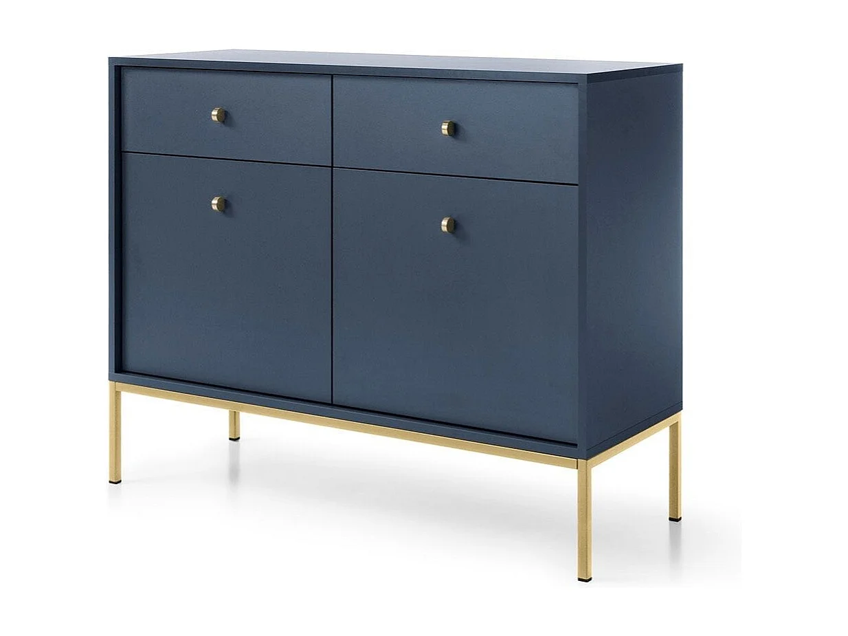 Buffetkast 2 deuren, 2 laden met gouden metalen vlakken, 104x83 cm