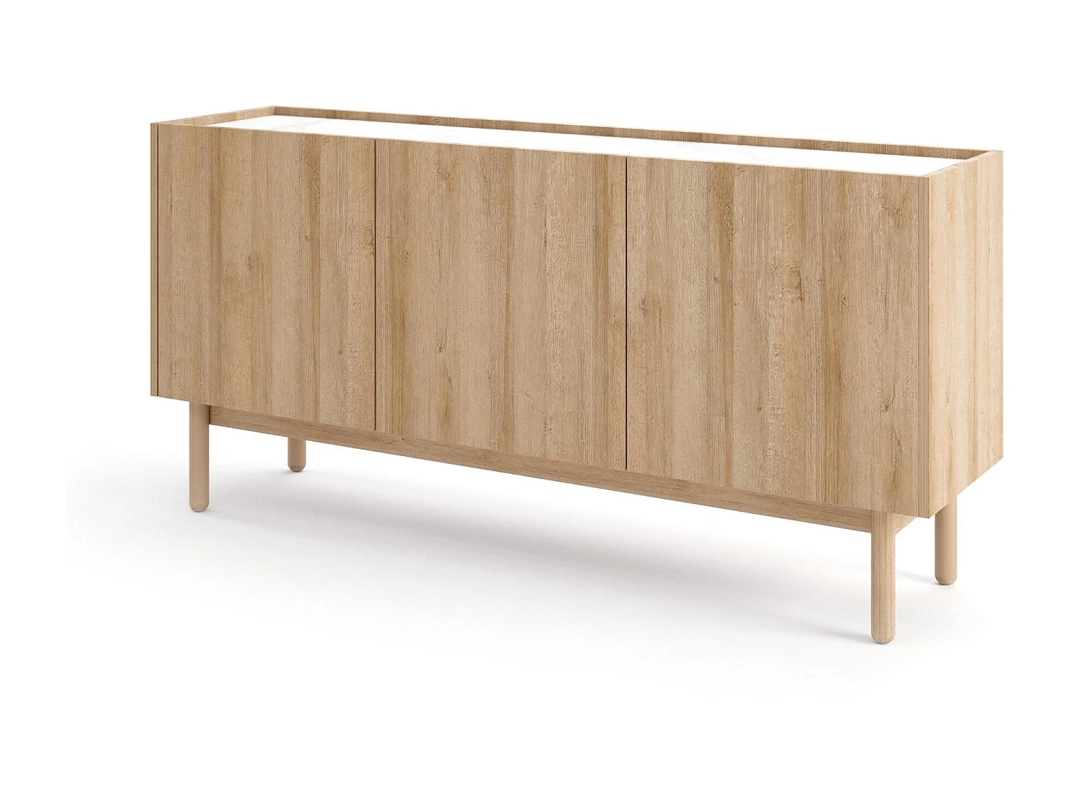 Buffet 3 deuren in hout lamellen 144x68 cm