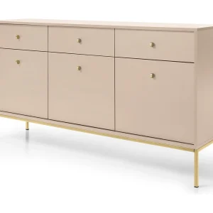 Buffetkast 3 deuren, 3 laden met gouden metalen bladen, 154×83 cm Buffetkast 3 deuren, 3 laden met gouden metalen bladen, 154×83 cm