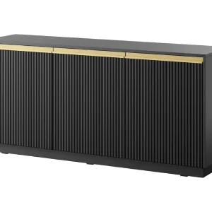 Buffet 3 deuren en bois laminé noir 154×72 cm Buffet 3 deuren en bois laminé noir 154×72 cm