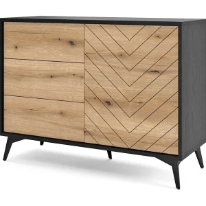 Buffetkast 1 deur en 3 laden in lamellenhout 104×77 cm