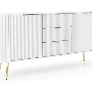 Buffetkast 2 deuren, 3 laden met gouden metalen bladen, 168×87 cm Buffetkast 2 deuren, 3 laden met gouden metalen bladen, 168×87 cm