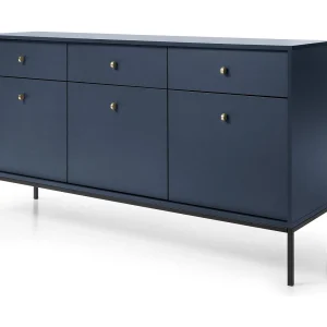 Buffetkast 3 deuren, 3 laden met zwarte metalen bladen, 154×83 cm Buffetkast 3 deuren, 3 laden met zwarte metalen bladen, 154×83 cm