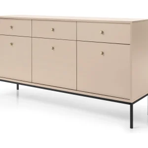 Buffetkast 3 deuren, 3 laden met zwarte metalen bladen, 154×83 cm Buffetkast 3 deuren, 3 laden met zwarte metalen bladen, 154×83 cm