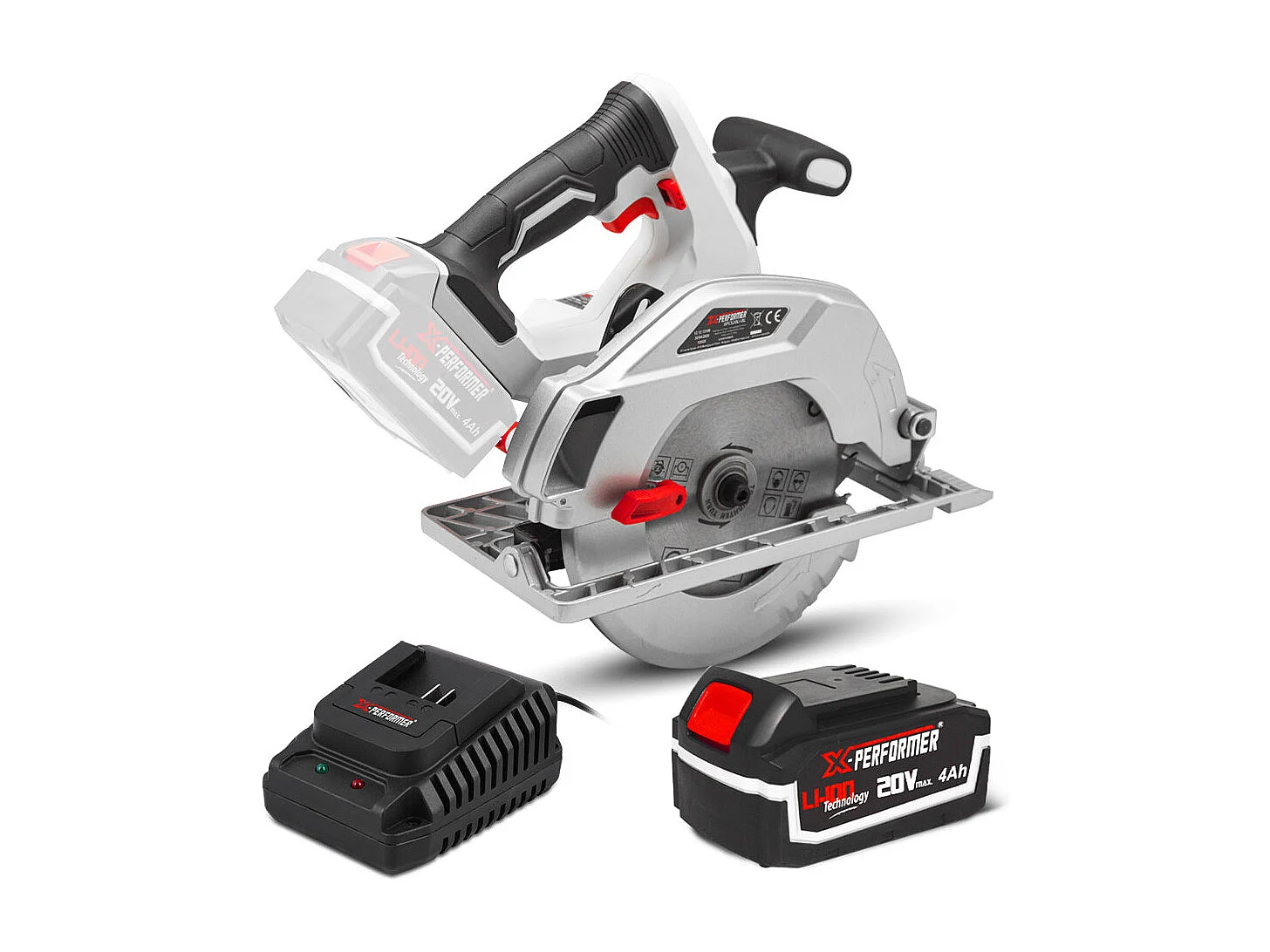 Draadloze cirkelzaag X-Performer 20V - 185 mm met 4Ah batterij en 2H lader