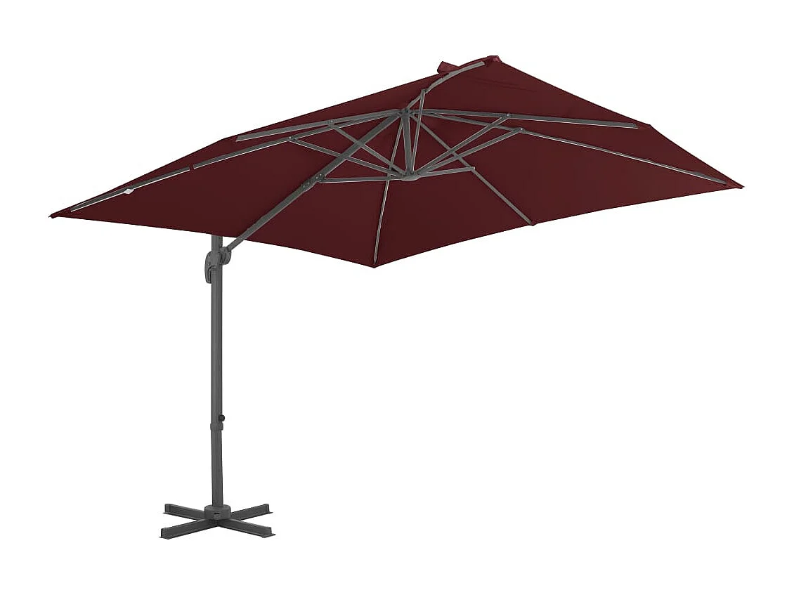 Church Point Zweefparasol met aluminium paal 400x300 cm bordeauxrood