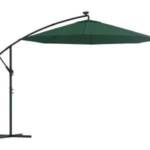 Carrickboy  Zweefparasol met LED-verlichting en metalen paal 300 cm groen