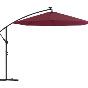 Carrickboy  Zweefparasol met LED en stalen paal wijnrood