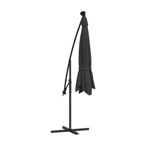 Carrickboy  Zweefparasol met LED en stalen paal 300 cm zwart