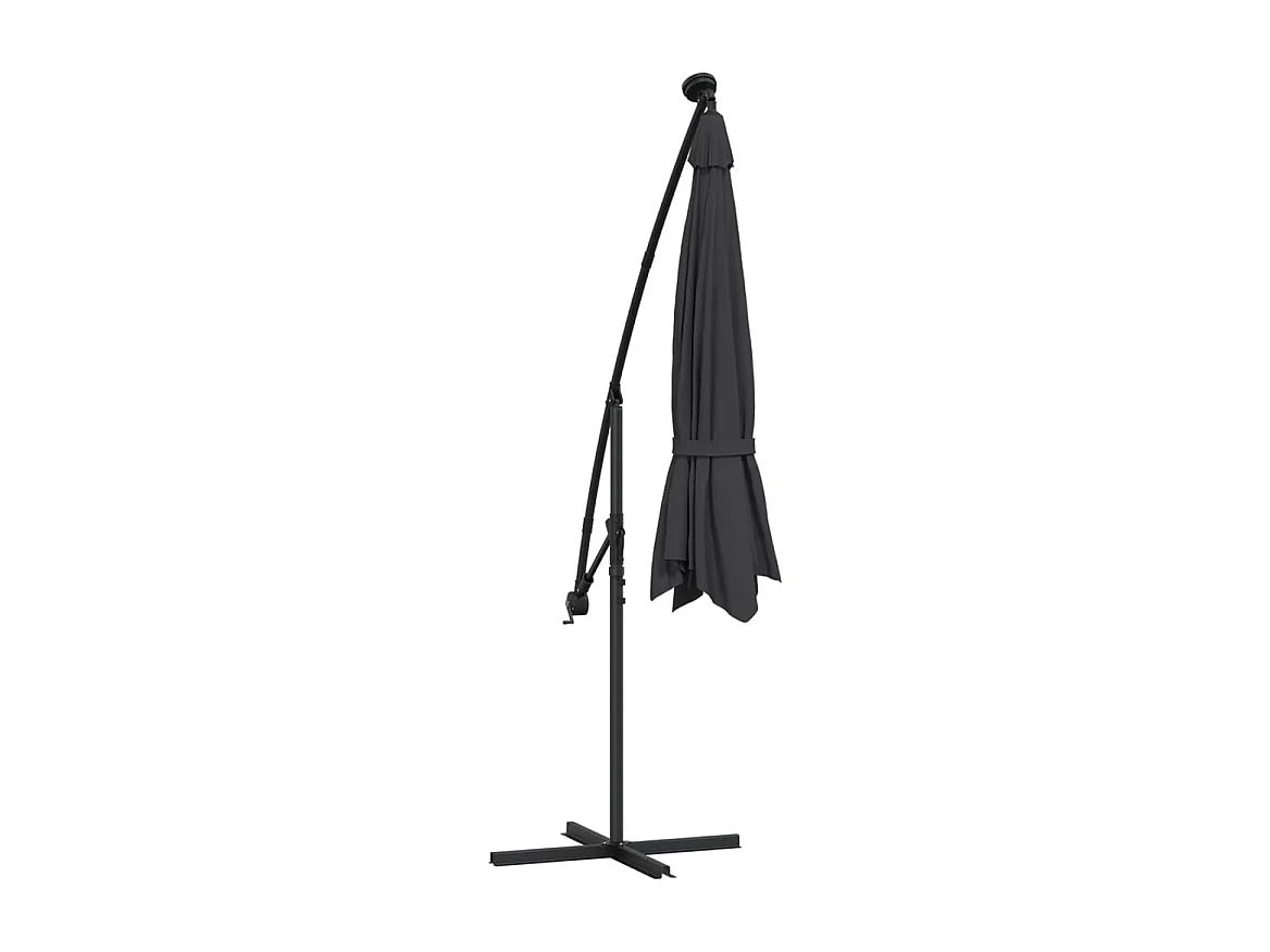 Carrickboy Zweefparasol met LED en stalen paal 300 cm zwart