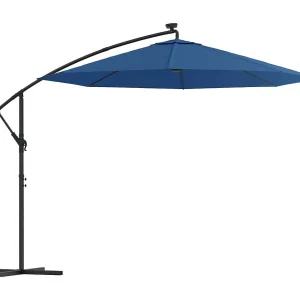 Carrickboy  Zweefparasol met LED en stalen paal 300 cm azuurblauw