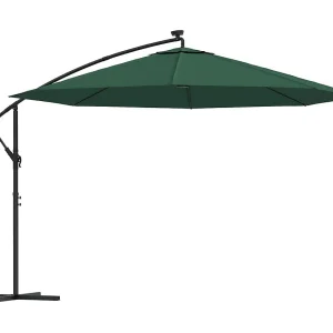 Carrickboy  Zweefparasol met LED-verlichting en metalen paal 350 cm groen