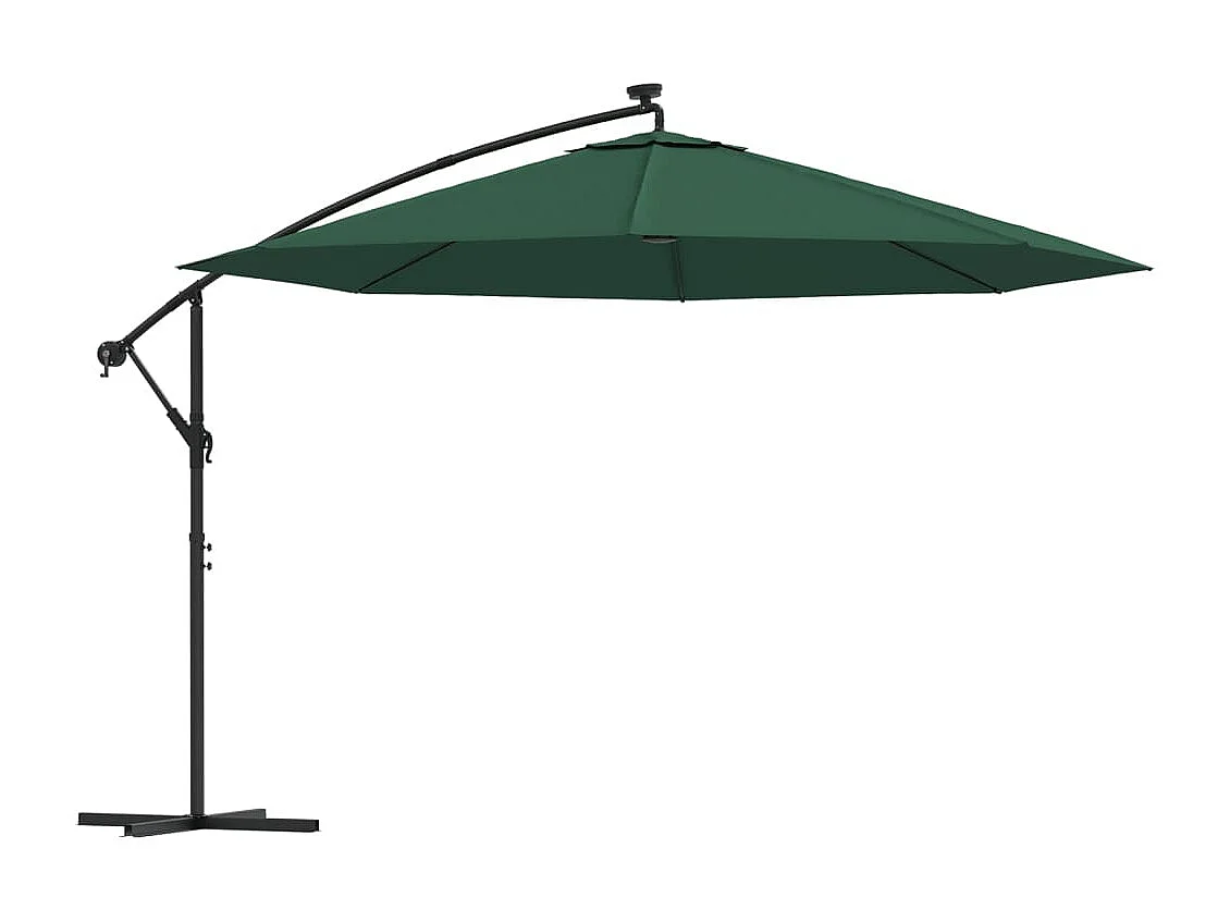 Carrickboy Zweefparasol met LED-verlichting en metalen paal 350 cm groen
