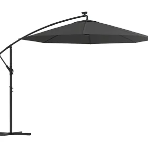 Carrickboy  Zweefparasol met LED-verlichting stalen paal 300 cm antraciet