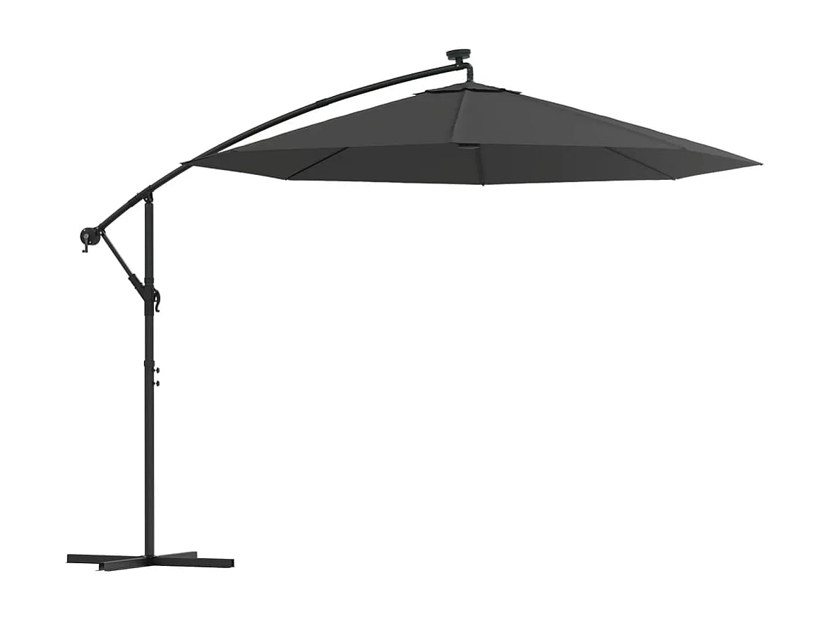 Carrickboy Zweefparasol met LED-verlichting stalen paal 300 cm antraciet