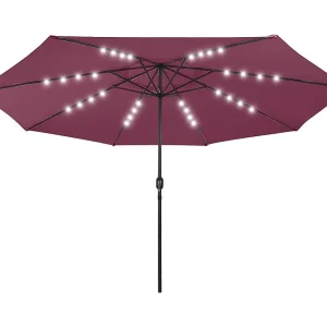 Brintir Parasol met LED-verlichting 400 cm bordeauxrood Brintir Parasol met LED-verlichting 400 cm bordeauxrood