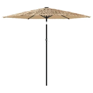 Clark Parasol met LED's en stalen paal 223x223x213 cm bruin Clark Parasol met LED's en stalen paal 223x223x213 cm bruin