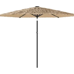 Clark Parasol met LED's en stalen paal 288x288x225 cm bruin Clark Parasol met LED's en stalen paal 288x288x225 cm bruin