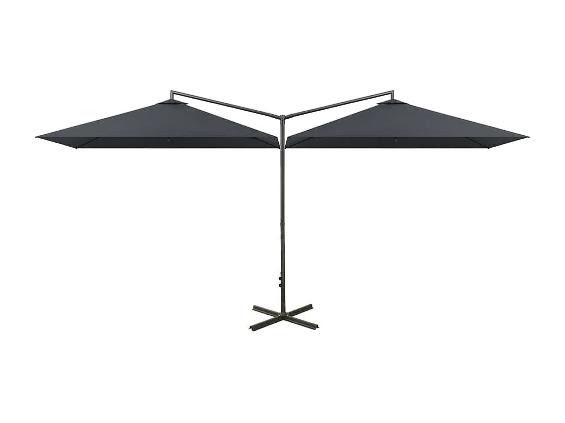 Clones Parasol dubbel met stalen paal 600x300 cm antracietkleurig