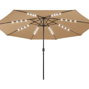 Brintir Parasol met LED-verlichting 400 cm taupe Brintir Parasol met LED-verlichting 400 cm taupe