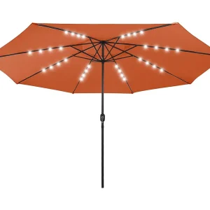 Brintir Parasol met LED-verlichting 400 cm terracottakleurig Brintir Parasol met LED-verlichting 400 cm terracottakleurig